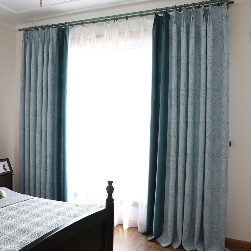 Tenda Oscurante Su Misura, Stile Europeo Semplice, In Morbido Cotone Blu Jacquard, Decorativa Per Camera Da Letto.
