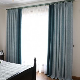 Tenda Oscurante Su Misura, Stile Europeo Semplice, In Morbido Cotone Blu Jacquard, Decorativa Per Camera Da Letto.