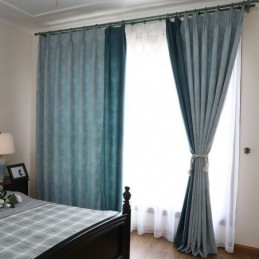 Tenda Oscurante Su Misura, Stile Europeo Semplice, In Morbido Cotone Blu Jacquard, Decorativa Per Camera Da Letto.