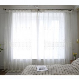 Tenda Semplice Trasparente Su Misura, Tenda Bianca, Ricamo Coordinato, Soggiorno