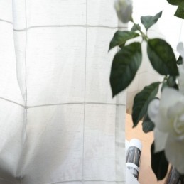 Tenda Trasparente Minimalista Su Misura, Pannello Grande In Voile Jacquard A Traliccio, Soggiorno.