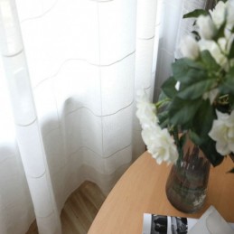 Tenda Trasparente Minimalista Su Misura, Pannello Grande In Voile Jacquard A Traliccio, Soggiorno.