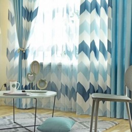 Tenda Trasparente Semplice Nordica Su Misura Con Motivo Ondulato Stampato Per Soggiorno