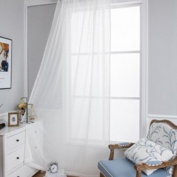 Tenda Trasparente Bianca Su Misura, Tenda In Voile Goffrato Per Soggiorno, Camera Da Letto