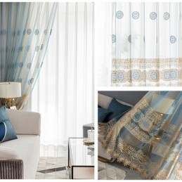 Tenda Di Lusso In Tulle Ricamato Su Misura, Tenda In Voile Trasparente Per Soggiorno