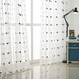 Tenda Trasparente In Voile Con Ricamo A Stella, Su Misura, Per Soggiorno, Camera Da Letto, Porta In Vetro, Finestra