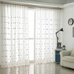 Tenda Trasparente In Voile Con Ricamo A Stella, Su Misura, Per Soggiorno, Camera Da Letto, Porta In Vetro, Finestra