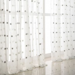 Tenda Trasparente In Voile Con Ricamo A Stella, Su Misura, Per Soggiorno, Camera Da Letto, Porta In Vetro, Finestra