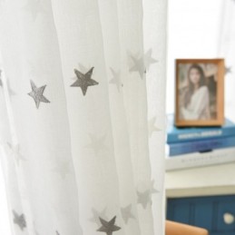 Tenda Trasparente In Voile Con Ricamo A Stella, Su Misura, Per Soggiorno, Camera Da Letto, Porta In Vetro, Finestra
