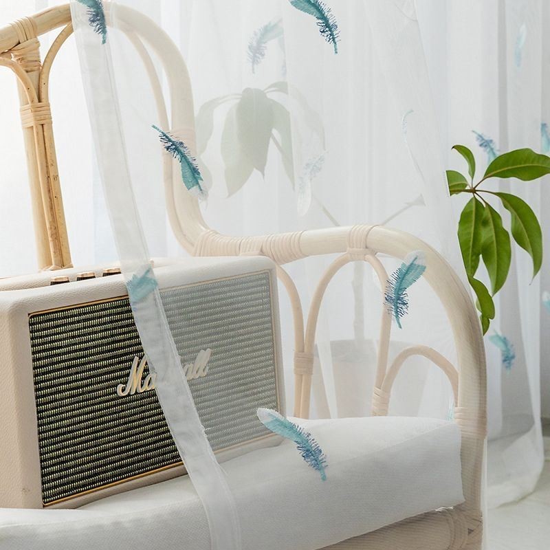 Tenda Trasparente Ricamata Con Piume, Su Misura, Minimalista, Traspirante, Per Soggiorno, Camera Da Letto