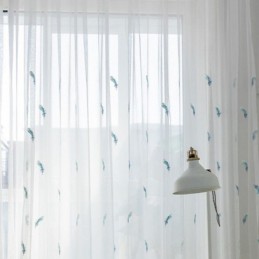 Tenda Trasparente Ricamata Con Piume, Su Misura, Minimalista, Traspirante, Per Soggiorno, Camera Da Letto