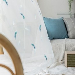 Tenda Trasparente Ricamata Con Piume, Su Misura, Minimalista, Traspirante, Per Soggiorno, Camera Da Letto