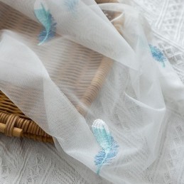 Tenda Trasparente Ricamata Con Piume, Su Misura, Minimalista, Traspirante, Per Soggiorno, Camera Da Letto