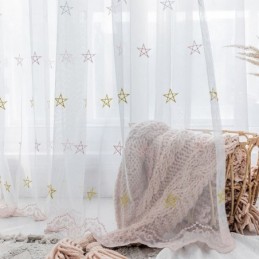 Tenda Ricamata Di Alta Qualità Su Misura Con Motivo A Pentagramma, Trasparente, Per Soggiorno, Camera Da Letto