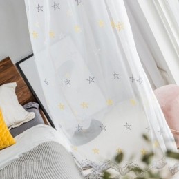 Tenda Ricamata Di Alta Qualità Su Misura Con Motivo A Pentagramma, Trasparente, Per Soggiorno, Camera Da Letto