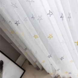 Tenda Ricamata Di Alta Qualità Su Misura Con Motivo A Pentagramma, Trasparente, Per Soggiorno, Camera Da Letto