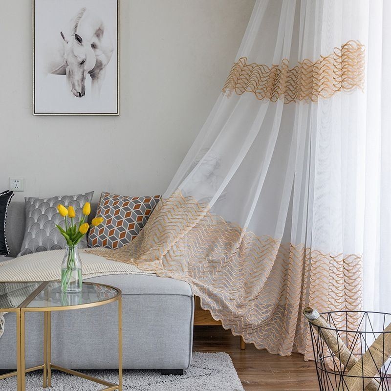 Tenda Trasparente Traspirante Su Misura, Tenda Decorativa Europea In Tulle E Voile Per Soggiorno