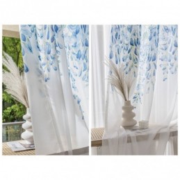 Tenda Moderna Trasparente Su Misura Con Stampa Di Piante, In Voile, Per Soggiorno, Balcone.