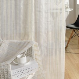 Tenda Nordica Trasparente Su Misura, A Righe In Tulle Per Soggiorno E Camera Da Letto