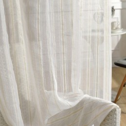 Tenda Nordica Trasparente Su Misura, A Righe In Tulle Per Soggiorno E Camera Da Letto