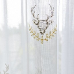 Tenda Classica Trasparente Su Misura, Tenda In Tulle Ricamato Con Motivo Cervo Per Soggiorno