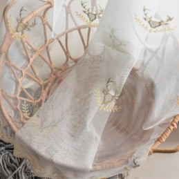 Tenda Classica Trasparente Su Misura, Tenda In Tulle Ricamato Con Motivo Cervo Per Soggiorno