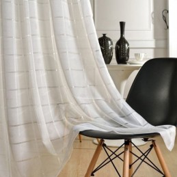 Tenda Trasparente Jacquard Geometrica Su Misura, Tenda Di Lusso In Tulle Per Soggiorno E Camera Da Letto