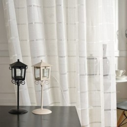 Tenda Trasparente Jacquard Geometrica Su Misura, Tenda Di Lusso In Tulle Per Soggiorno E Camera Da Letto