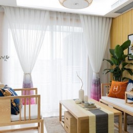 Tenda Trasparente In Stile Nordico, Su Misura, In Voile Stampato, Per Soggiorno E Camera Da Letto