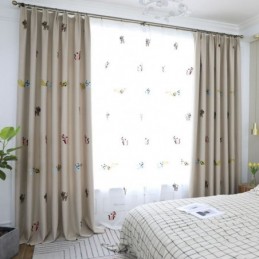 Tenda Oscurante Contemporanea Max Su Misura Con Ricamo Gatto Sorridente Per Camera Da Letto