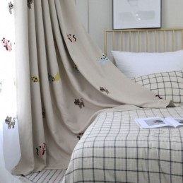 Tenda Oscurante Contemporanea Max Su Misura Con Ricamo Gatto Sorridente Per Camera Da Letto