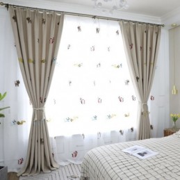 Tenda Oscurante Contemporanea Max Su Misura Con Ricamo Gatto Sorridente Per Camera Da Letto