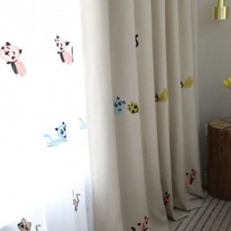 Tenda Oscurante Contemporanea Max Su Misura Con Ricamo Gatto Sorridente Per Camera Da Letto