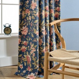 Tenda Per Soggiorno Su Misura, Tenda Blu Con Stampa Magnifica, Trattamento Per Finestre Della Camera Da Letto