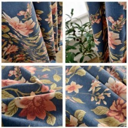 Tenda Per Soggiorno Su Misura, Tenda Blu Con Stampa Magnifica, Trattamento Per Finestre Della Camera Da Letto