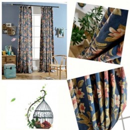 Tenda Per Soggiorno Su Misura, Tenda Blu Con Stampa Magnifica, Trattamento Per Finestre Della Camera Da Letto