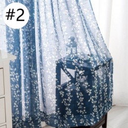 Tenda Trasparente Stampata Simplicity, Su Misura, Con Foglie In Tulle Per Soggiorno