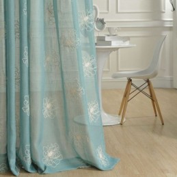 Tende In Voile Trasparenti Con Ricami Floreali, Decorative In Tulle Per Il Soggiorno
