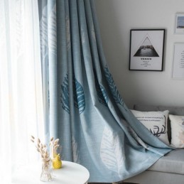 Tenda Oscurante A Foglia Blu, Su Misura, Moderna E Minimalista, Per Finestre