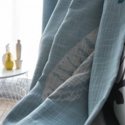 Tenda Oscurante A Foglia Blu, Su Misura, Moderna E Minimalista, Per Finestre