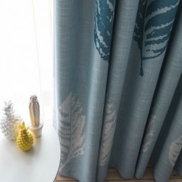 Tenda Oscurante A Foglia Blu, Su Misura, Moderna E Minimalista, Per Finestre