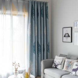 Tenda Oscurante A Foglia Blu, Su Misura, Moderna E Minimalista, Per Finestre