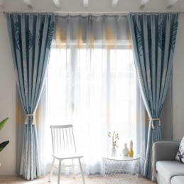 Tenda Oscurante A Foglia Blu, Su Misura, Moderna E Minimalista, Per Finestre