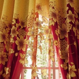 Tenda Trasparente Stile Country Americano, Su Misura, Con Motivo A Rami Di Fiori In Jacquard, Per La Camera Da Letto
