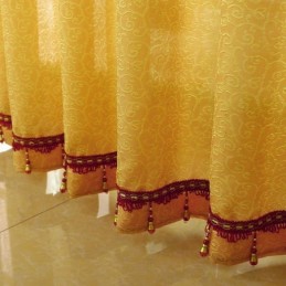 Tenda Trasparente Stile Country Americano, Su Misura, Con Motivo A Rami Di Fiori In Jacquard, Per La Camera Da Letto
