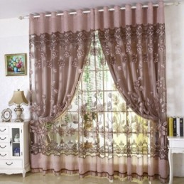 Tenda Trasparente Stile Country Europeo, Su Misura, Con Motivo Floreale In Jacquard, Semi-Oscurante, Per Soggiorno
