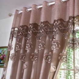 Tenda Trasparente Stile Country Europeo, Su Misura, Con Motivo Floreale In Jacquard, Semi-Oscurante, Per Soggiorno