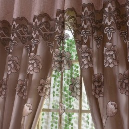 Tenda Trasparente Stile Country Europeo, Su Misura, Con Motivo Floreale In Jacquard, Semi-Oscurante, Per Soggiorno