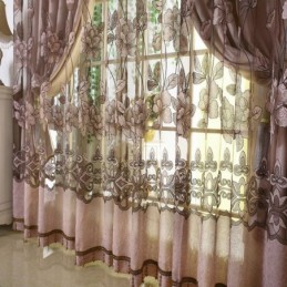 Tenda Trasparente Stile Country Europeo, Su Misura, Con Motivo Floreale In Jacquard, Semi-Oscurante, Per Soggiorno