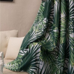 Tenda Oscurante Stampata Tropicale Su Misura, Tenda Nordica In Tulle Con Foglie Per Camera Da Letto